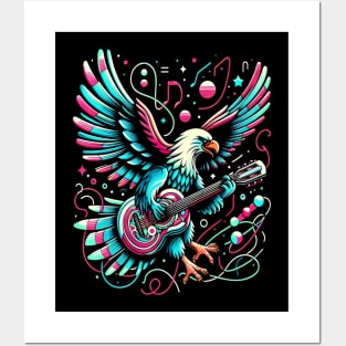 Melodic Wings: Eagle Strumming Guitar Posters and Art